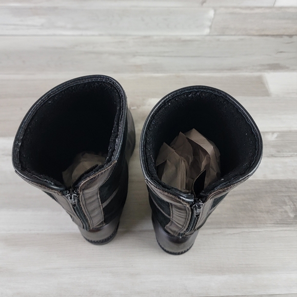 Vintage Blondo Suede, Leather Black, Dark Brown Mid Calf Boots Women's 8B - Picture 14 of 16